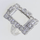 Sterling Silver Semi Mount Ring Setting Emerald OCT 14x7mm Vintage Repro Topaz - Syzjewelry